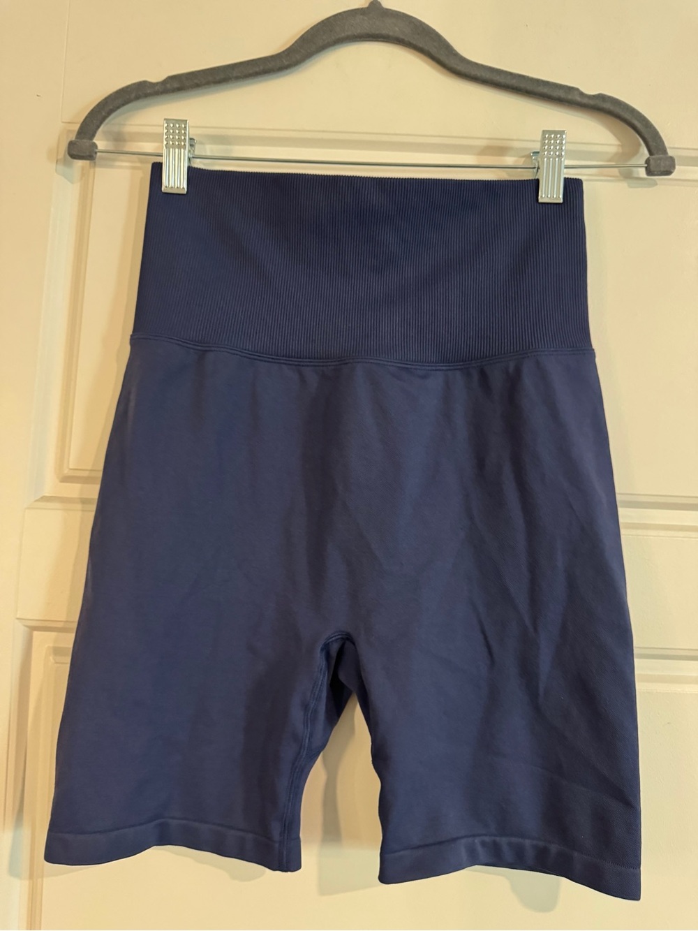 Pink- Striped Red and Navy Knit workout shorts